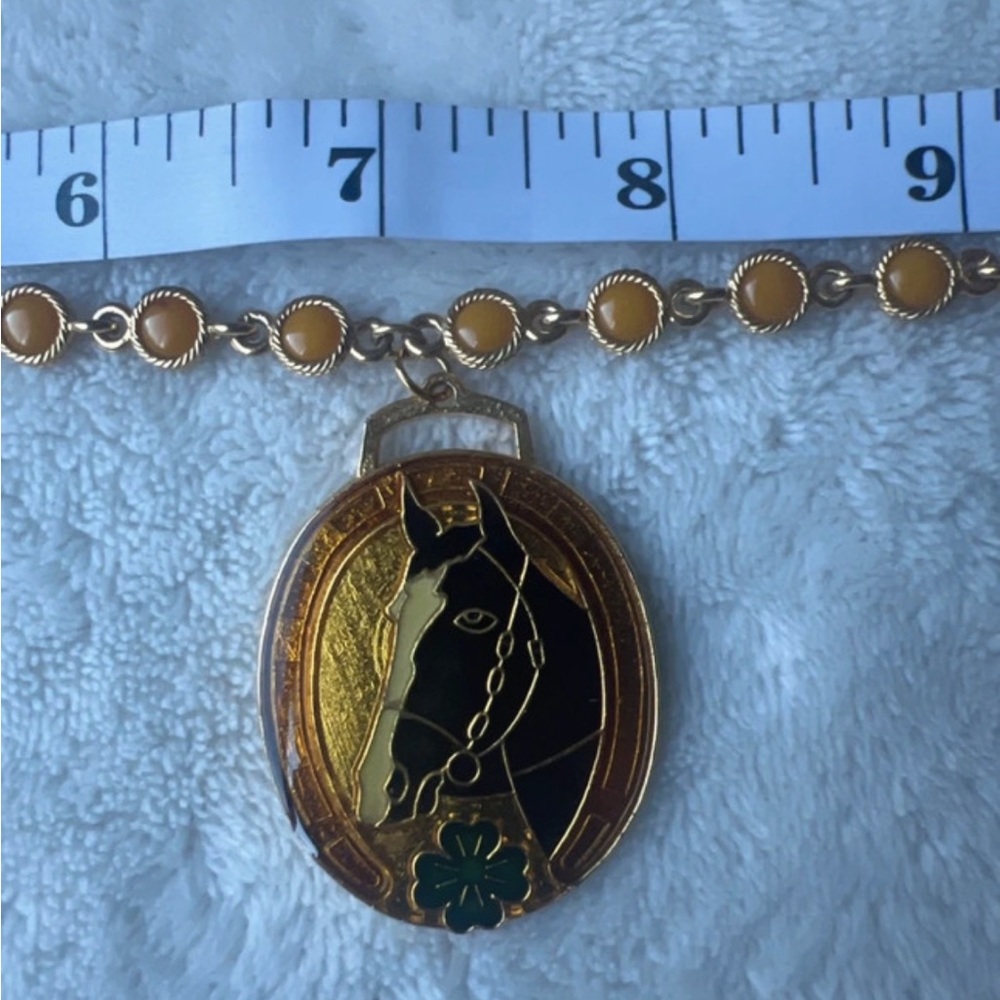 Elegant Gold and Black Horse Pendant Necklace - Picture 5 of 7